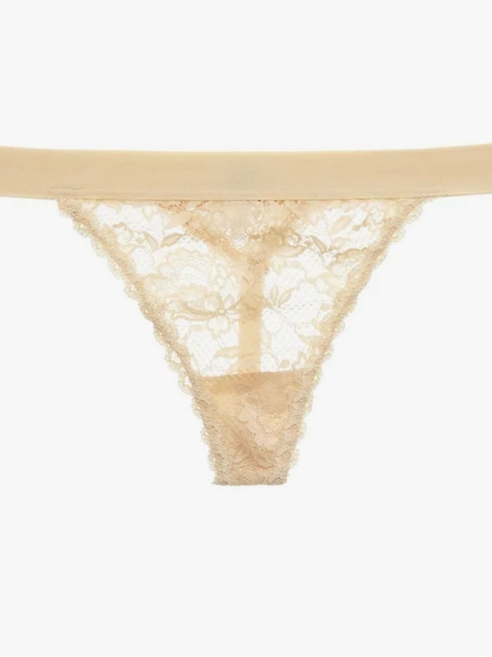 Cosabella Never Say Never extended G-String Sheer Floral Lace Thong - Beige NWT